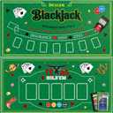 2-in-1 Double Sided Felt Casino Mat, 35 x 70 Inch Large Poker Table Cover, Professional for Texas Holdem & Blackjack with Instruction Booklet