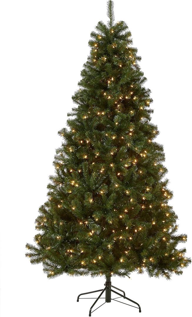 National Tree Company 7 ft Pre-Lit North Valley Spruce Artificial Christmas Tree, 500 Clear Lights, 1,096 Tips, Includes Stand, Green