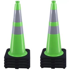 BESEA 8Pack 28" inch Traffic Cones Green Safety Cones with 6 inch Reflective Collar for Construction Driveway Road Parking Use(8 PCS)