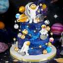 26Pcs Space Cake Topper Astronaut Cake Decorations Outer Space Planet Cake Toppers for Birthday Party Supplies Baby Shower