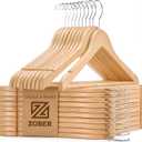 ZOBER High-Grade Wooden Hangers - Heavy Duty, Non Slip Wood Hangers for Coats, Jackets, Suits, & Pants - Clothes Hangers for Closet W/Bar and Notches 20 Pack (Natural)