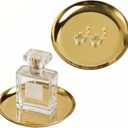2 Pack 4 Inch Small Gold Tray, Palm-Sized Gold Jewelry Tray,Small Stainless Steel Tray for Jewelry, Vanity, Kitchen, Bathroom
