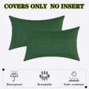 Kevin Textile Pack of 2 Outdoor Waterproof Pillow Covers Checkered Decorative Cushions Sham Throw Pillowcases Shell for Patio Tent Garden Couch Bed Sofa 20x12 Inch Dark Green