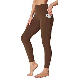 Heathyoga Buttery Soft Leggings with Pockets for Women High Waisted Leggings for Women Tummy Control Yoga Pants 25"/28" (X-Small, Wine) Brown