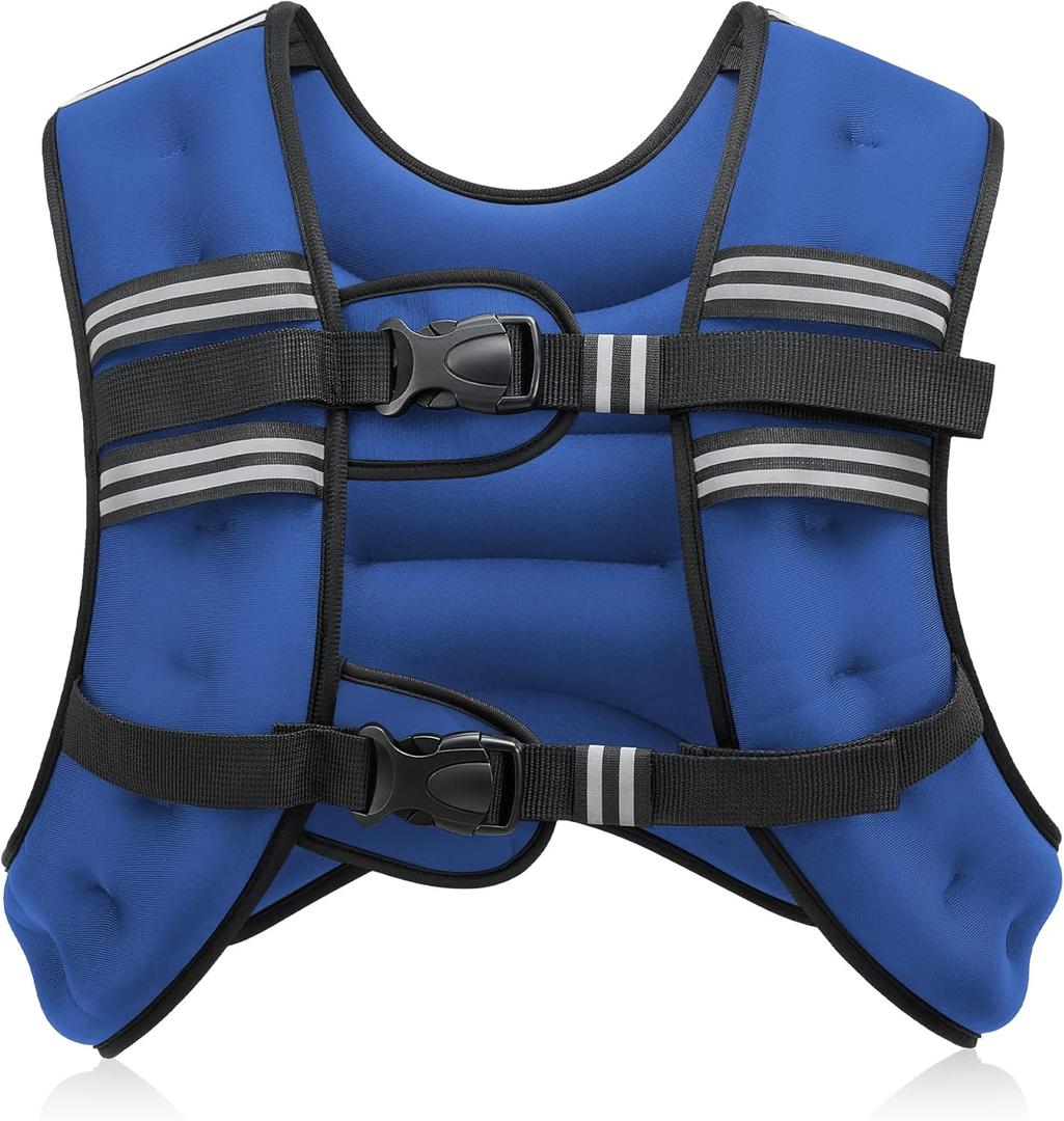 ZELUS Weighted Vest, 6lb Weight Vest with Reflective Stripe for Workout, Strength Training, Running, Fitness, Muscle Building, Weight Loss, Weightlifting (Blue)