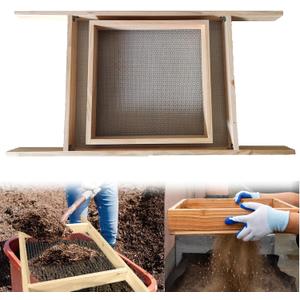 Sifter for Garden, 2Pcs Hand Held Multi-Purpose Stainless Compost Soil Screen Dirt Cedar Stainless Garden Sifter Sieve for Compost, Sand Rocks Dirt and Potting Soil2/5"+1/4"