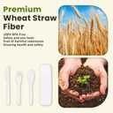 Homienly Reusable Wheat Straw Cutlery with Case, 6 Sets Wheat Straw Portable Knife Fork Spoons Tableware, Unbreakable Ttavel Utensils with Case, Lunch Utensils Set for Work, Picnic(White)