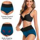 OLIKEME High Waisted Underwear for Women Tummy Control Cotton Plus Size Full Coverage Packs Ladies Panties Briefs (M)