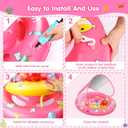 Baby Pool Float with Canopy, Inflatable Baby Swim Float with UPF50+ Sun Protection, Toddler Infant Pool Float with Toy Play Console Adjustable Safety Seat for Kids Girls Boys Aged 6-36 Months, Pink