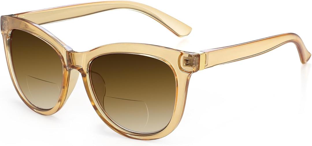 EASY READ Bifocal Reading Sunglasses for WomenFashion Sun Readers UV400 Protection(Magnification 1.00,Yellow)