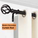Nickel Curtain Rods 18 to 45 Inches, 1 Inch Modern Drapery Rods, Adjustable Heavy Duty Curtain Rod, with Twisted Cage Finial for Home & Office (18"-45"Antique Nickel)