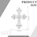 Suncalla 2 Pcs Large Silver Rhinestone Cross Patch Applique Crystal Cross Iron on Patches Sew on Clothing Patches for Clothes Bag Dress Jacket Repairing 8 x 6 Inches