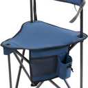 PORTAL Extra Large Quick Folding Tripod Stool with Backrest Fishing Camping Chair with Carry Strap (Blue)