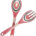 Salad Tongs, Wooden Spoons, Pakkawood Salad Tongs for Serving, 10-inch Serving Utensils Set Salad Servers Set Kitchen Cooking Utensil (Pink)