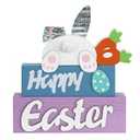Easter Decorations, MEETYAMOR 3-Layered Easter Bunny with Carrots Farmhouse Wood Block Easter Decor, Happy Easter Sign Easter Egg Design Easter Decorations Indoor for Home, Living Room, Tables, Mantel