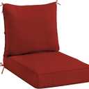 Sundale Outdoor Olefin Deep Seat Cushion, Patio Chair Cushion and Pillow, Water-Resistant Sectional Sofa Pad with Straps Red, 24 x 24 x 4 Inches