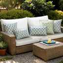 ANRODUO Floral Outdoor Waterproof Pillow Covers Set of 2 Yellow 20x20 Inch | Square Block Print Decorative Cushion Cases With Refined Edge Piping for Summer Patio Porch Garden Couch Sofa Bench Decor