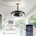 Netin 23" Outdoor Ceiling Fan with Lights,RGB & 3CCT Dimmable,6 Speed Hanging Gazebo Fan,IP65 Waterproof Plug-in Black Caged Ceiling Fan with Remote/App Control for Patio,Porch,Pergola(Matte Black)