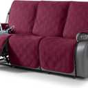 TAOCOCO 100% Waterproof Recliner Sofa Covers 3 Seater, Split Couch Covers for Reclining Couches, Non Slip Reclining Couch Covers with Double Straps for Kids Pets(3 Seater, Wine)