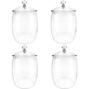 4 Pcs Candy Cookie Jar, 74 oz Clear Plastic Jars with Lids Apothecary Jars Candy Buffet Storage Containers Airtight Food Canister Home Organization for Kitchen Laundry and Party