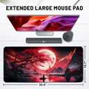Gaming Mouse Pad Large, Red Blood Moon Mousepad with Non-Slip Based, Large Extended Computer Keyboard Mat for Desk, Gifts for Japanese Anime Lover, for Keyboard Mouse 15.7x 35.4 XXL