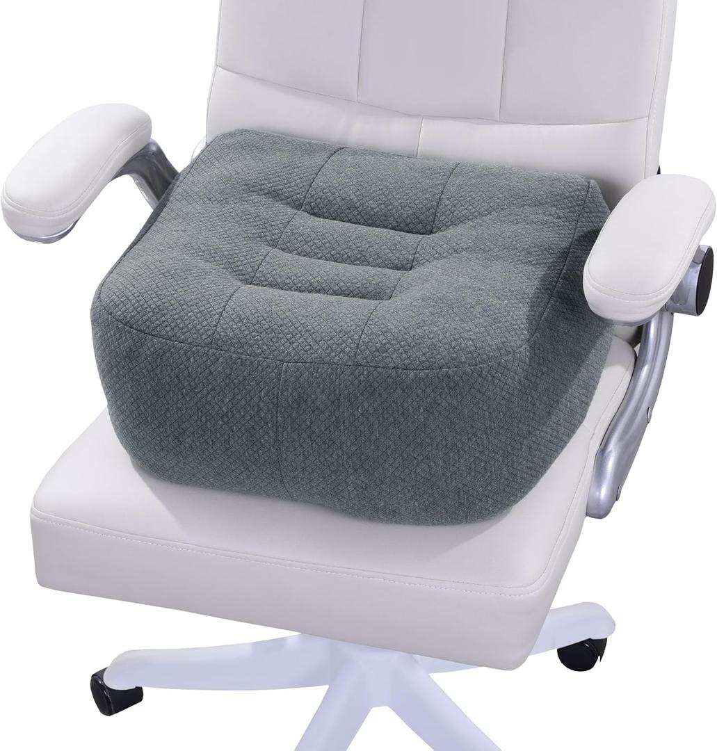 HOMBYS Extra Thick Chair Cushions for Office,6 in Breathable Adult Booster Seat for Car,Car Seat Cushion to Raise Seat Height,Shredded Memory Foam Desk Chair Cushion for Long Sitting,Dark Grey