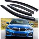 Side Window Visors Wind Deflectors Sun Rain Guards Compatible with 2019-2025 BMW 3-Series Sedan 330i 330e M340i, Tape-On Black