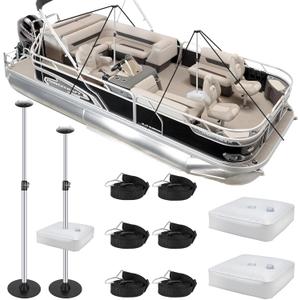Pontoon Boat Cover Support Poles System 2 Pack, Adjustable Aluminum Support Poles with Weight Bag and Webbing Strap, Suitable for Pontoon, Jon, V Hull Boat Covers