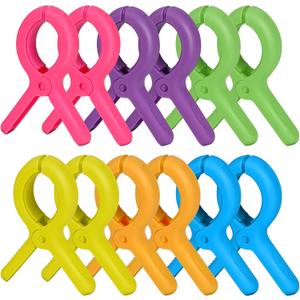 Beach Towel Clips Plastic Clothespins-Heavy Duty Clothes Pins for Beach Chair Pool Chair on Cruise Colorful Laundry Windproof Clamps Tablecloth Blankets Clothes Pegs 6 Colors