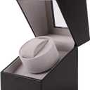 Automatic Single Watch Winder, in Wood Shell and Black Leather/Carbon Fiber Leather, Japanese Motor