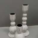 NUPTIO Taper Candle Holders Decor: Set of 3 Wooden Candlestick Holders Mantel Decor - Boho Farmhouse Rustic White