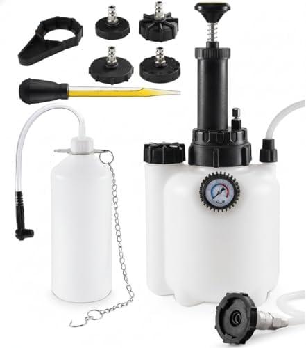3L Brake Fluid Bleeder Kit w/ 1L Catch Bottle, Pressure Brake Bleeding Tool, Manual Power Bleeder Pump for Flush Brakes and Clutch System, Upgraded Adapters (43.5/45/49.5/50.7mm) for Master Cylinders