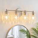 4 Ligh Bathroom Light Fixtures 25" Brushed Nikcel Vanity Lights
