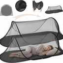 2 Pcs Large Pop up Mosquito Tent Portable Foldable Mosquito Bug Net for Bed Camping Travel Patio Outdoor 78 * 31 * 22 Inch Bug Netting Mesh Tent Canopy for Adults Bedroom, Black