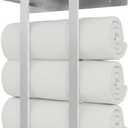 Towel Racks for Bathroom, BETHOM Towel Rack Wall Mounted with Shelf and 3 Hooks, Towel Storage for Small Bathroom for Rolled Bath Towels, Brushed Nickel (Square Tube)