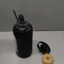 Glass Water Bottles 64 oz - Half Gallon Large Motivational Daily Water Intake Bottle Time Marker - Glass Water Bottle With Straw, Silicone Sleeve 2 Lids, Handle Spout & Bamboo Lid(Black)