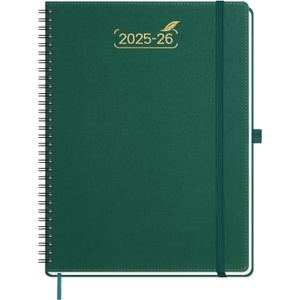 BEZEND 2026 Planner Weekly and Monthly (8.5" x 11"), Large 2-Column Calendar Book (Jul 25-Dec 26), Dual Schedule for Daily Appointment, Easy Track Tabs, Spiral, PU Leather Softcover, Evergreen