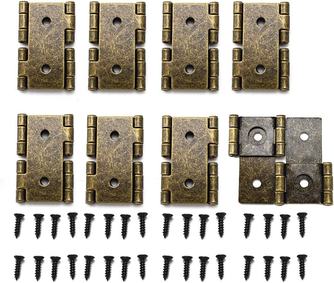 Folding Screen Gate Hinges Retro Style Double-Acting Door Hinges with Mounting Screws - 8 PCS Bronze
