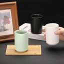 HARFINGTON Japanese Ceramic Tea Cups 8oz / 240ml Simple Solid Color No Handle Ceramic Tea Mugs Matte Glazed Cylindrical Cup for Matcha Tea Wine Black Tea Coffee Drinks, Black