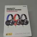 AC01 Headphones Wired Over Ear, Corded Stereo Headsets with Microphone Volume Control for Adults Teens Kids 3.5mm for Cellphones, Tablets, Laptop, Chromebook (Black Grey)