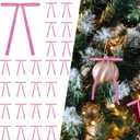 Pink Velvet Christmas Ornaments,24 Pcs Red Velvet Rustic Bows for Christmas Tree,Suitable for Wreaths Fireplaces Door Decorations Gift Wrapping and Holiday Party Decorations5 * 7inch