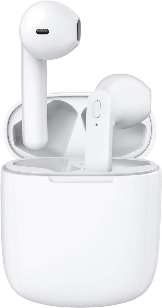 Wireless Earbuds 40H Playtime 8H Continuous Playtime Bluetooth Ear Buds, IPX6 Waterproof Stereo Sound Bluetooth Wireless Headphones with Microphone and Charging Case for iOS Android Sports (White)