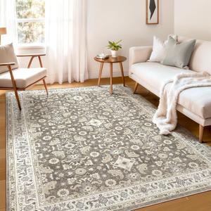 WITSHOCK Living Room Area Rugs 8x10: Soft Non-Slip Backing Washable Rugs Vintage Large Carpet for Bedroom Office Dining Room Kitchen Stain Resistant Home Decor Rug