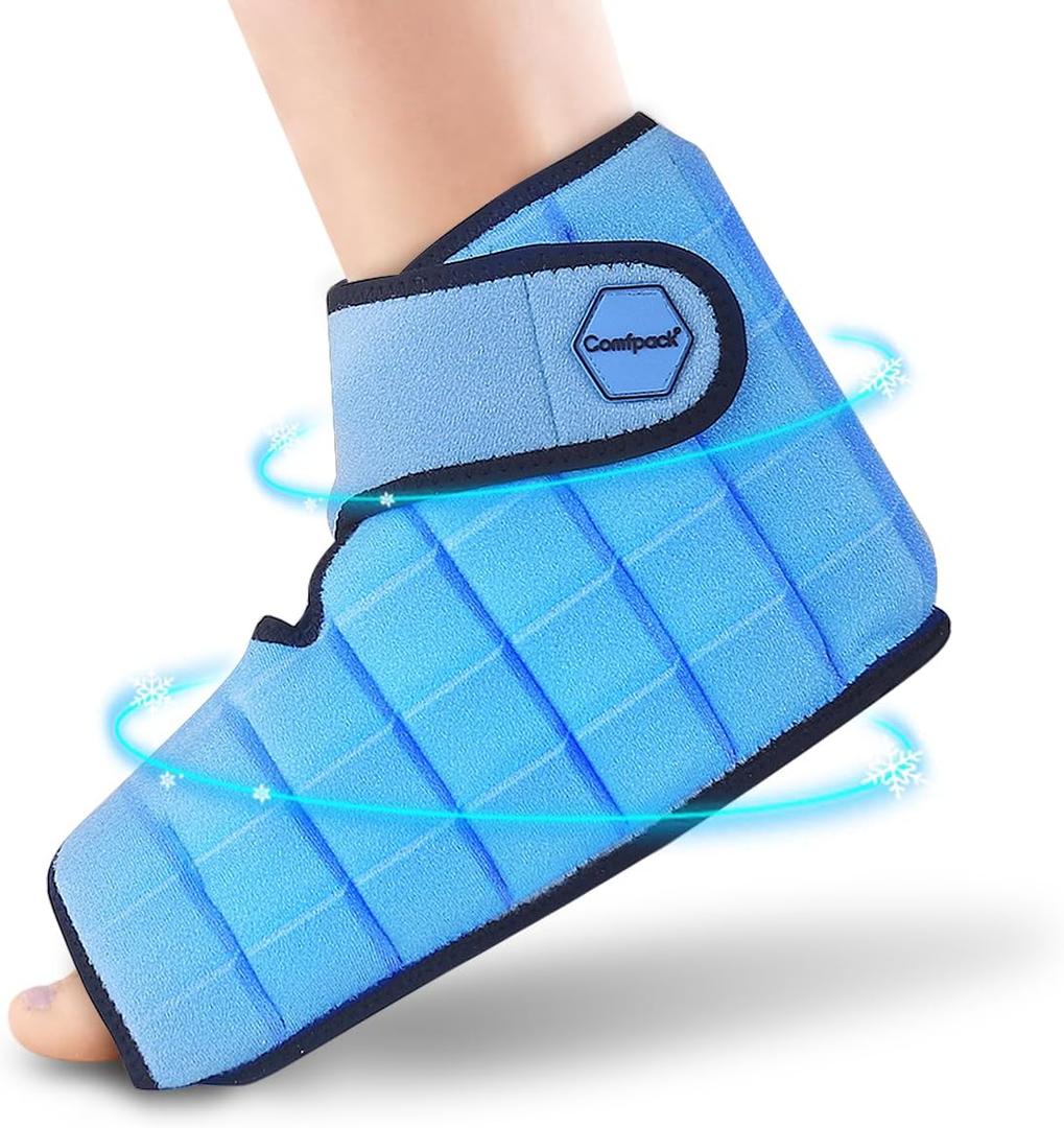 Large Foot Ice Pack Wrap for Plantar Fasciitis Relief with 2 Hours Long Lasting Cold, Reusable Sprained Ankle Ice Pack Wrap for Injuries, Heel Pain, Swelling, Achilles Tendonitis, Surgery