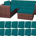 HEBE Outdoor Patio Cushion Covers Set of 12 Waterproof Stretch Seat Cushion Cover for Patio Furniture Clearance Outdoor Sofa Cushion Cover Replacement Couch Slipcovers Chair Seat Cover (Peacock Blue)