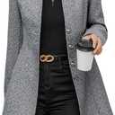 yoeasy Women's Stand Collar Single Breasted Pea Coat Casual Wool Blend Mid Long Trench Coat Winter Jackets, Size Small