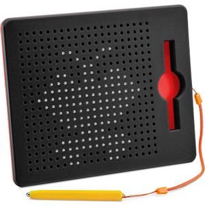 AYNAT FUN Magnetic Drawing Board for Toddlers & Kids - Toddler Doodle & Sketch Toys, Includes Magnet Stylus Pen and Beads for Girls & Boys, Travel & Car Ride Activities (Square Black)