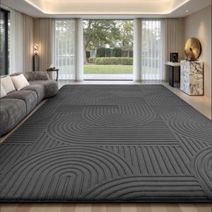Sour Lemon Area Rugs 9x12 Living Room, Machine Washable Rugs for Bedroom, Soft Large Area Rug Modern Geometric, Non-Slip Grey Rug Carpet, Indoor Rug for Kids Room Dorm Office Home Decor Aesthetic