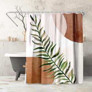 Americanflat 71x74 Boho Shower Curtain - Water-Resistant Long Shower Curtain with Durable Metal Grommets and 12 Hooks - 100% Polyester - Terracotta, Forest Green, Olive Green, Cream and Soft Pink