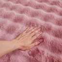 Pink Rabbit Plush Area Rug for Bedroom Living Room Sofa,3'X5' Faux Fur Fluffy Shaggy Rectangular Square Rug for Kids Teen Girls Room,Furry Carpet Rug for Nursery Baby Room Decor for Teenage